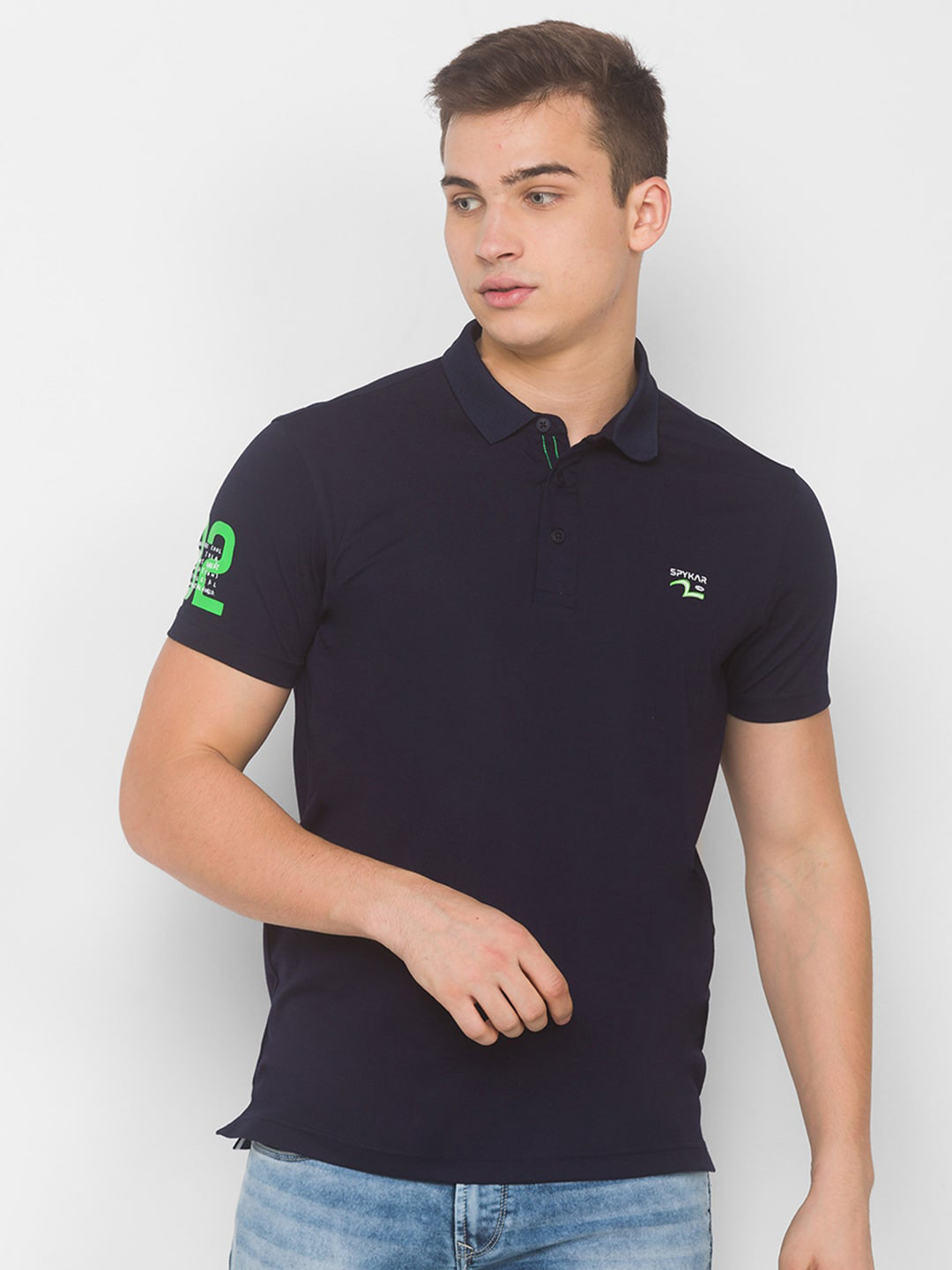 

SPYKAR Men Blue Polo Collar Slim Fit T-shirt