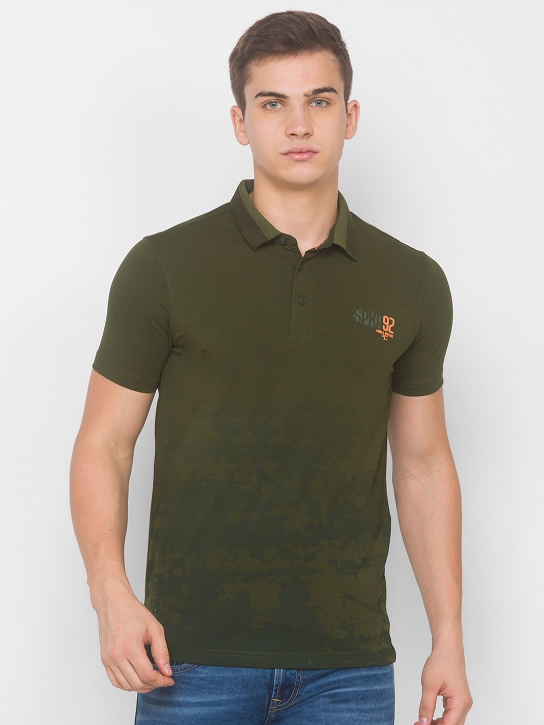 

SPYKAR Men Green Solid Polo Collar Slim Fit T-shirt
