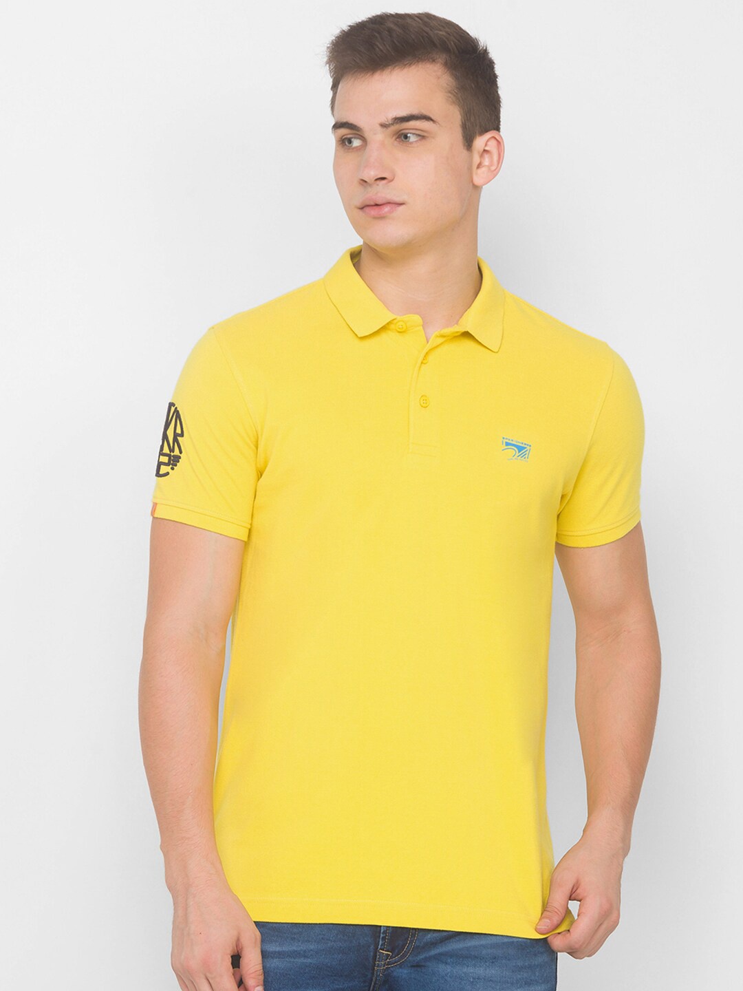 

SPYKAR Men Yellow Polo Collar Slim Fit T-shirt