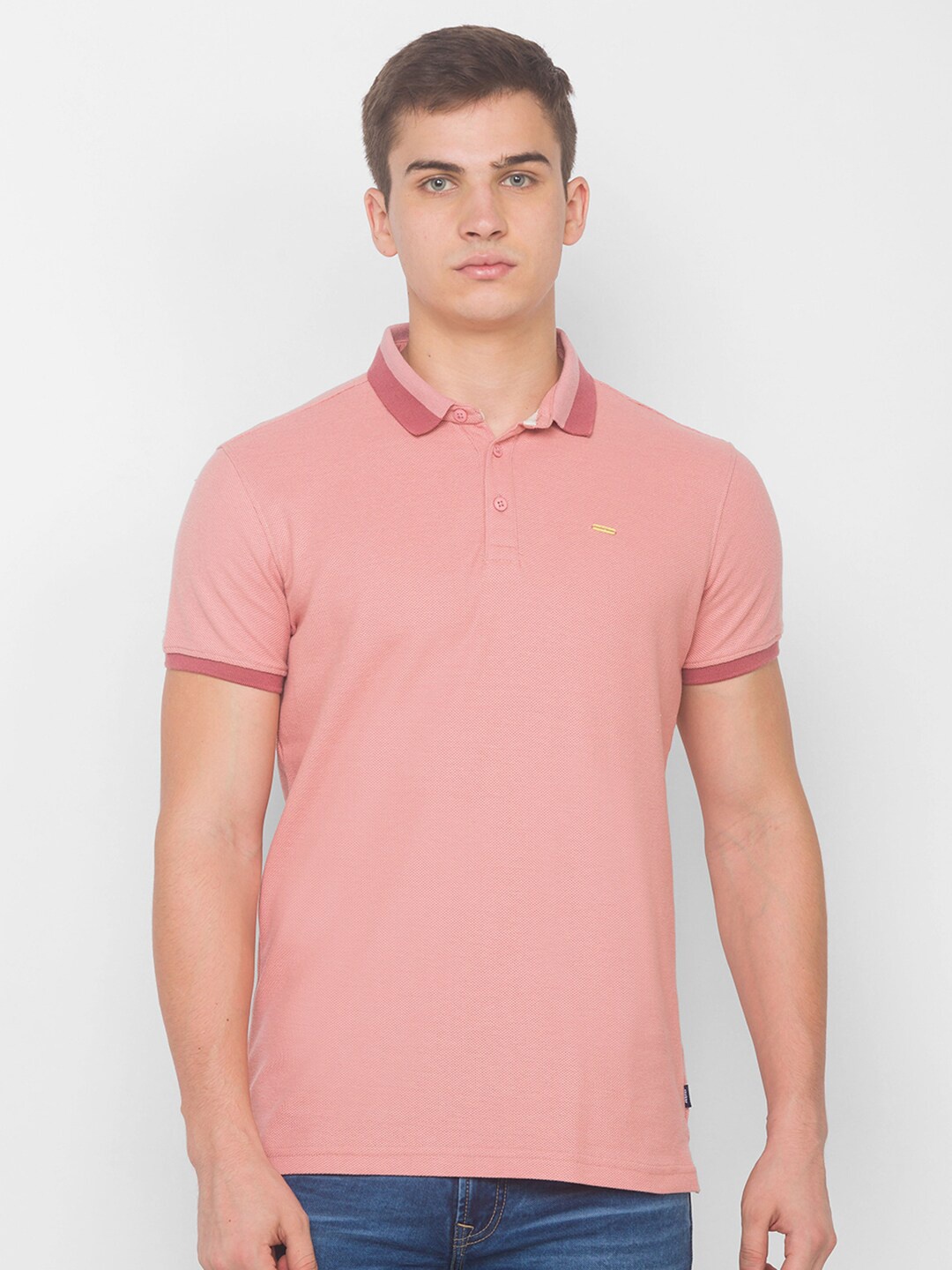 

SPYKAR Men Pink Polo Collar Slim Fit T-shirt