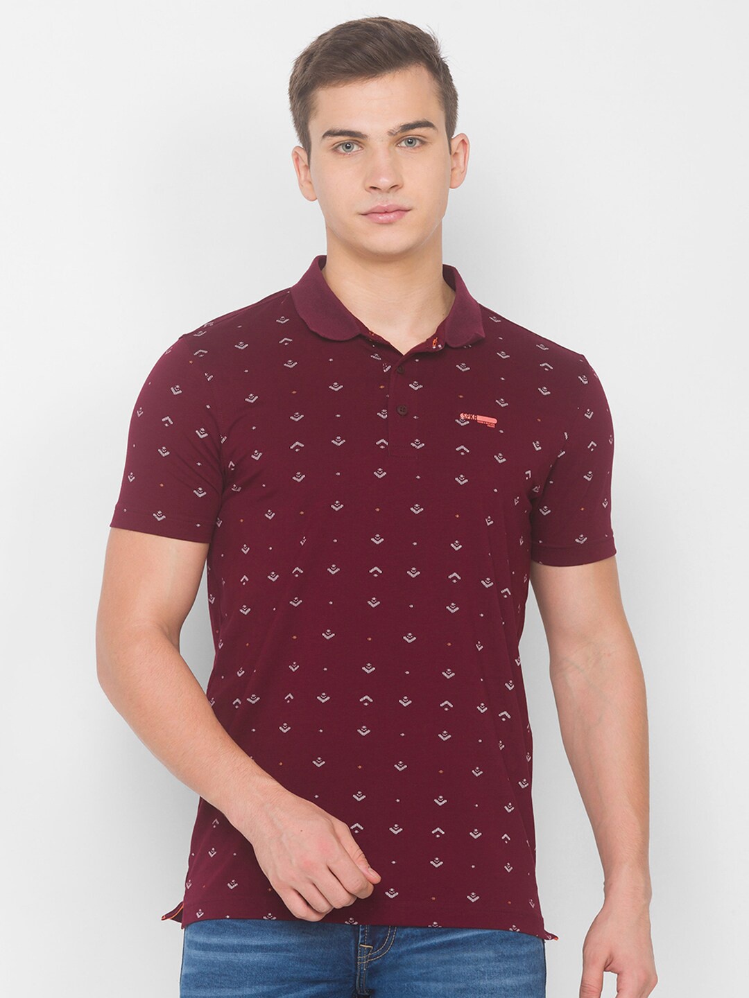 

SPYKAR Men Red Printed Pockets Slim Fit T-shirt