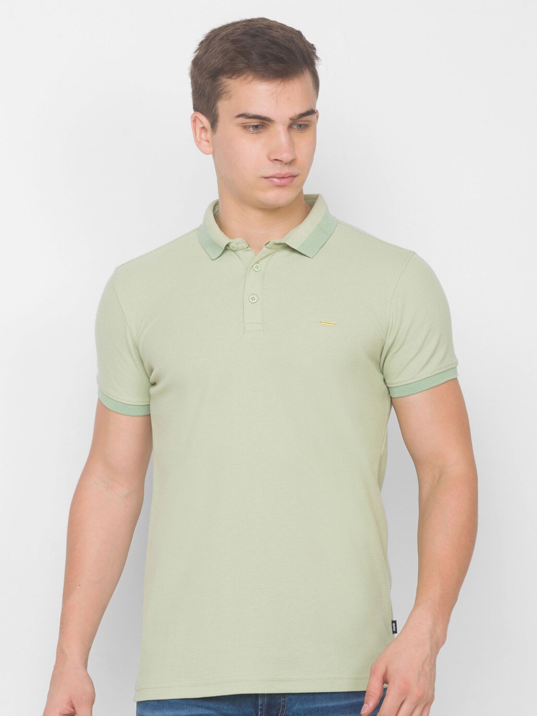 

SPYKAR Men Green Polo Collar Slim Fit T-shirt
