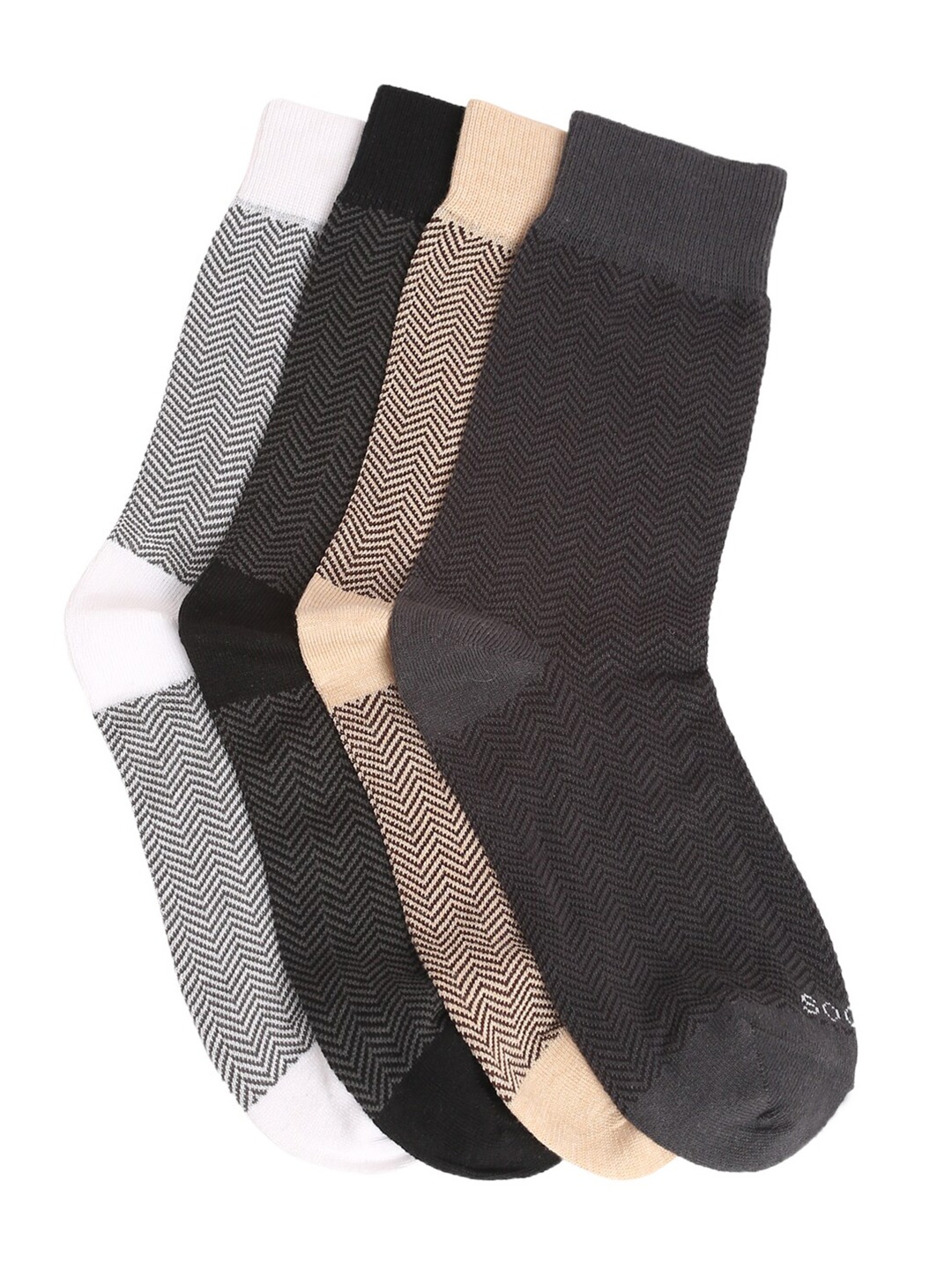 MUTAQINOTI Men Pack Of 4 Assorted Calf-Length Antimicrobial Socks