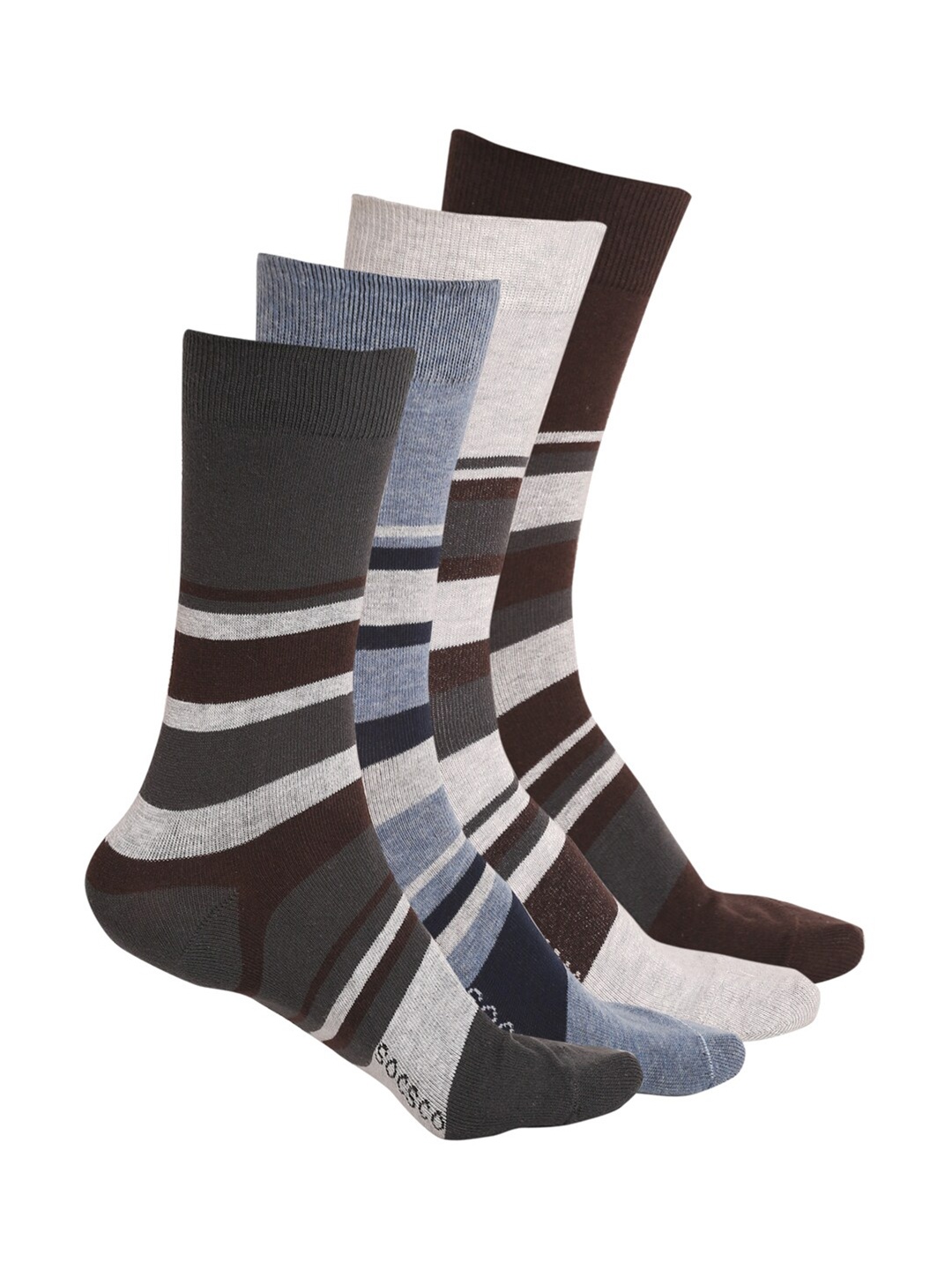 

MUTAQINOTI Men Pack Of 4 Assorted Calf Length Antimicrobial Socks