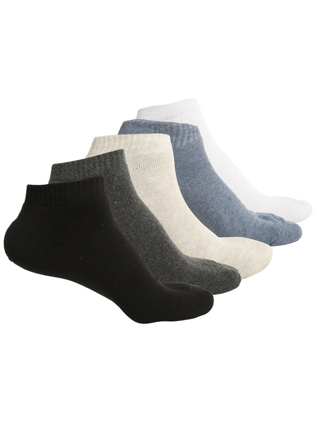 

MUTAQINOTI Men Pack Of 5 Assorted Ankle Length Antimicrobial Socks