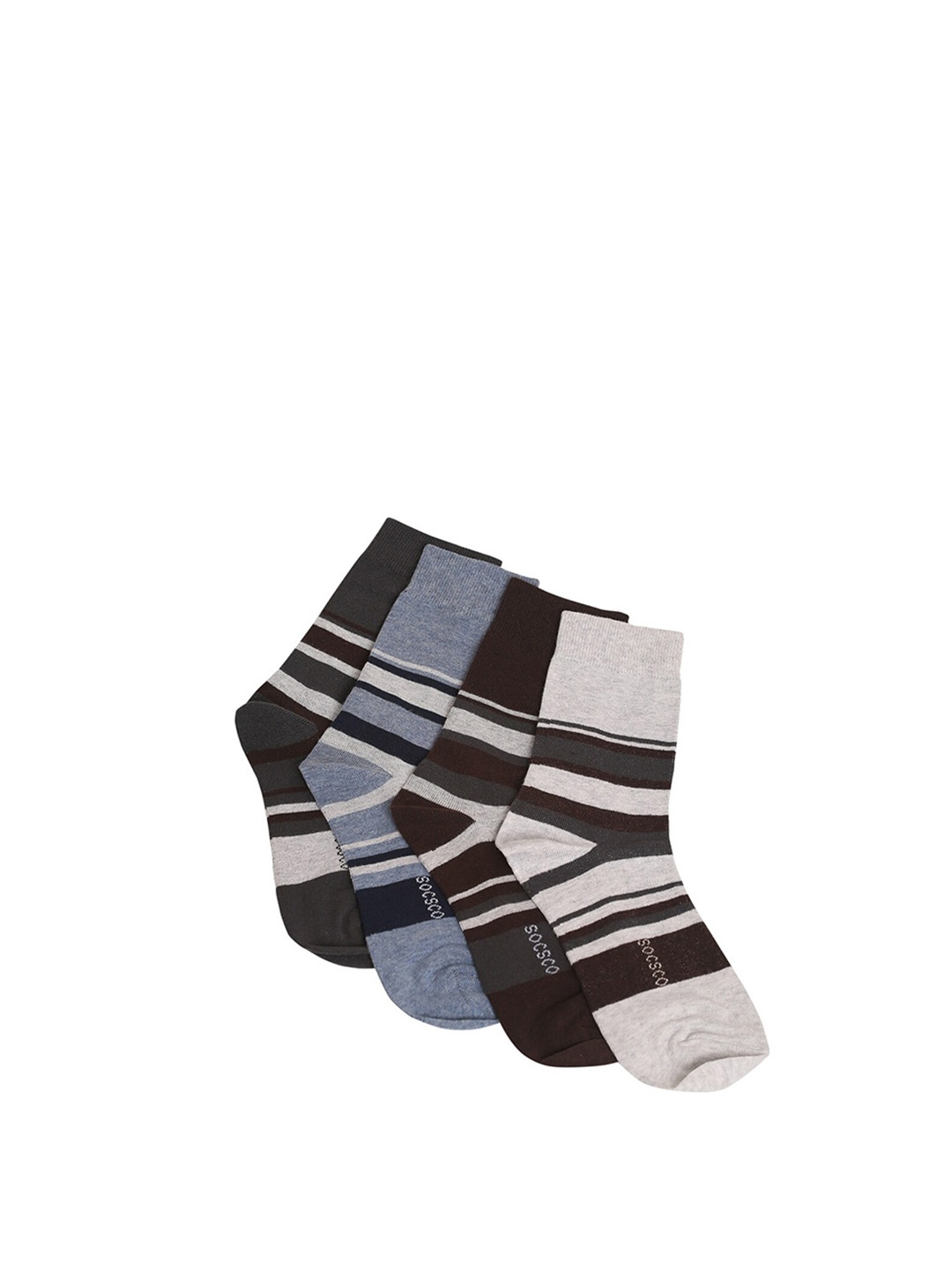 

MUTAQINOTI Men Pack Of 4 Assorted Calf Length Antimicrobial Socks