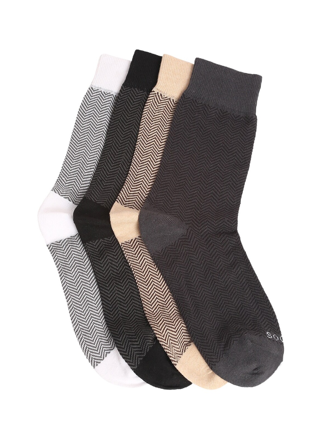

MUTAQINOTI Men Pack Of 4 Assorted Calf Length Antimicrobial Socks