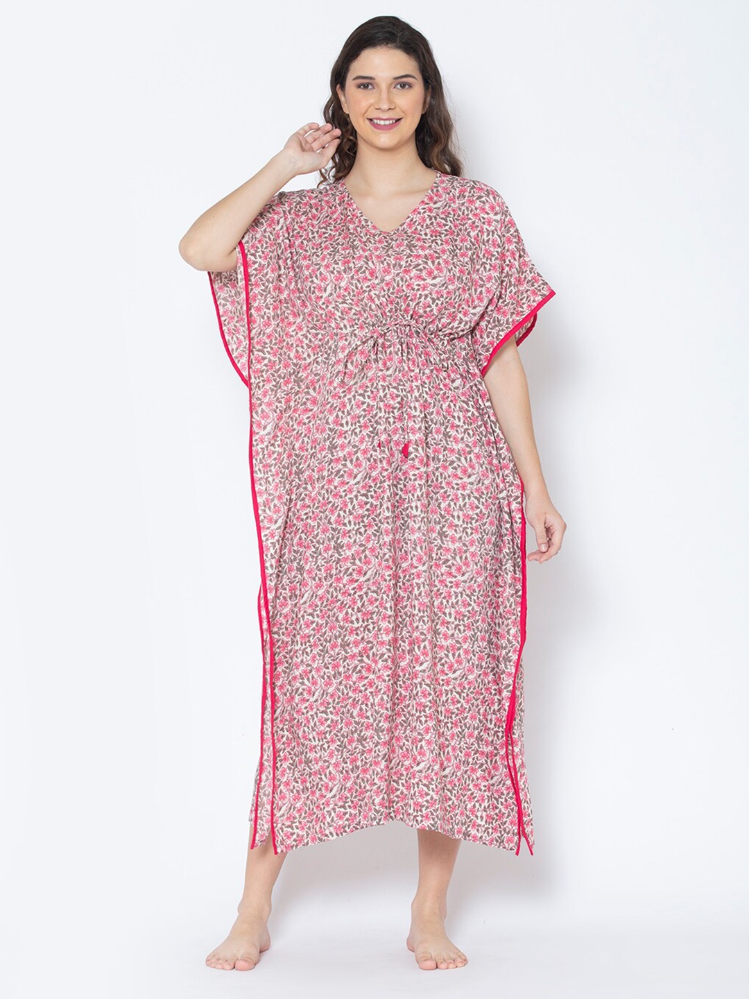 

ETC Woman White Printed kaftan Nightdress