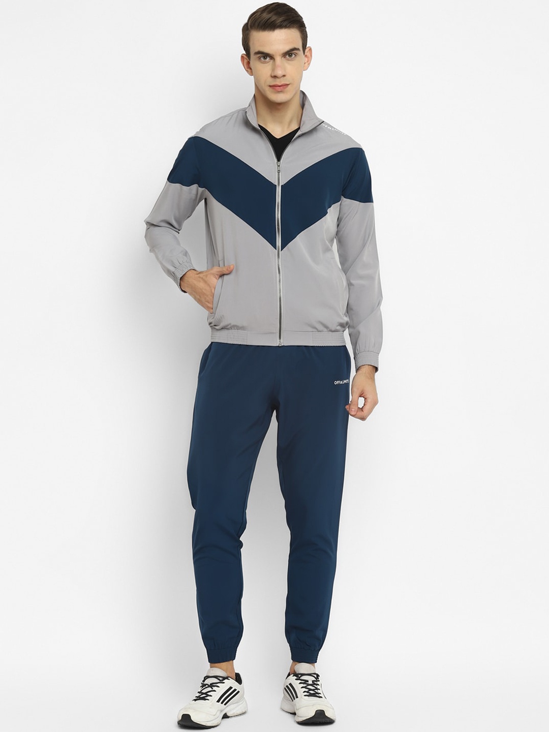 

OFF LIMITS Men Blue & Grey Colourblocked Tracksuit