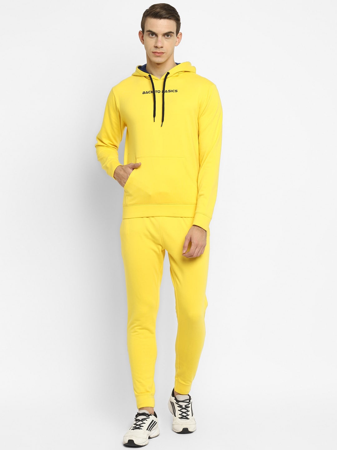 

OFF LIMITS Men Yellow Solid Hooded Tracksuit