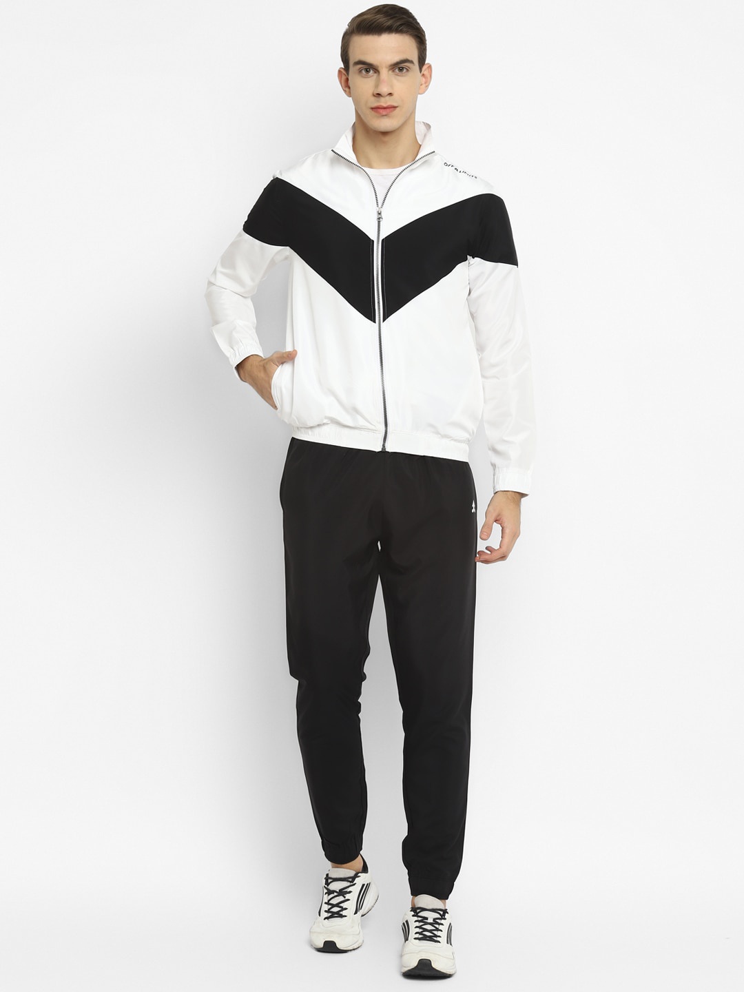 

OFF LIMITS Men Black & White Colourblocked Tracksuit