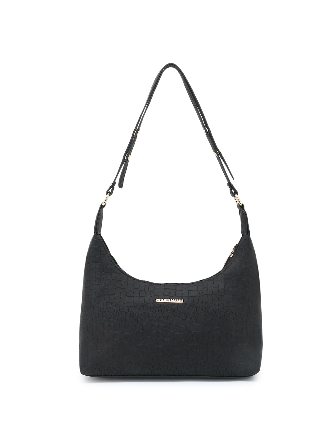 

WOMEN MARKS Black Textured PU Structured Hobo Bag