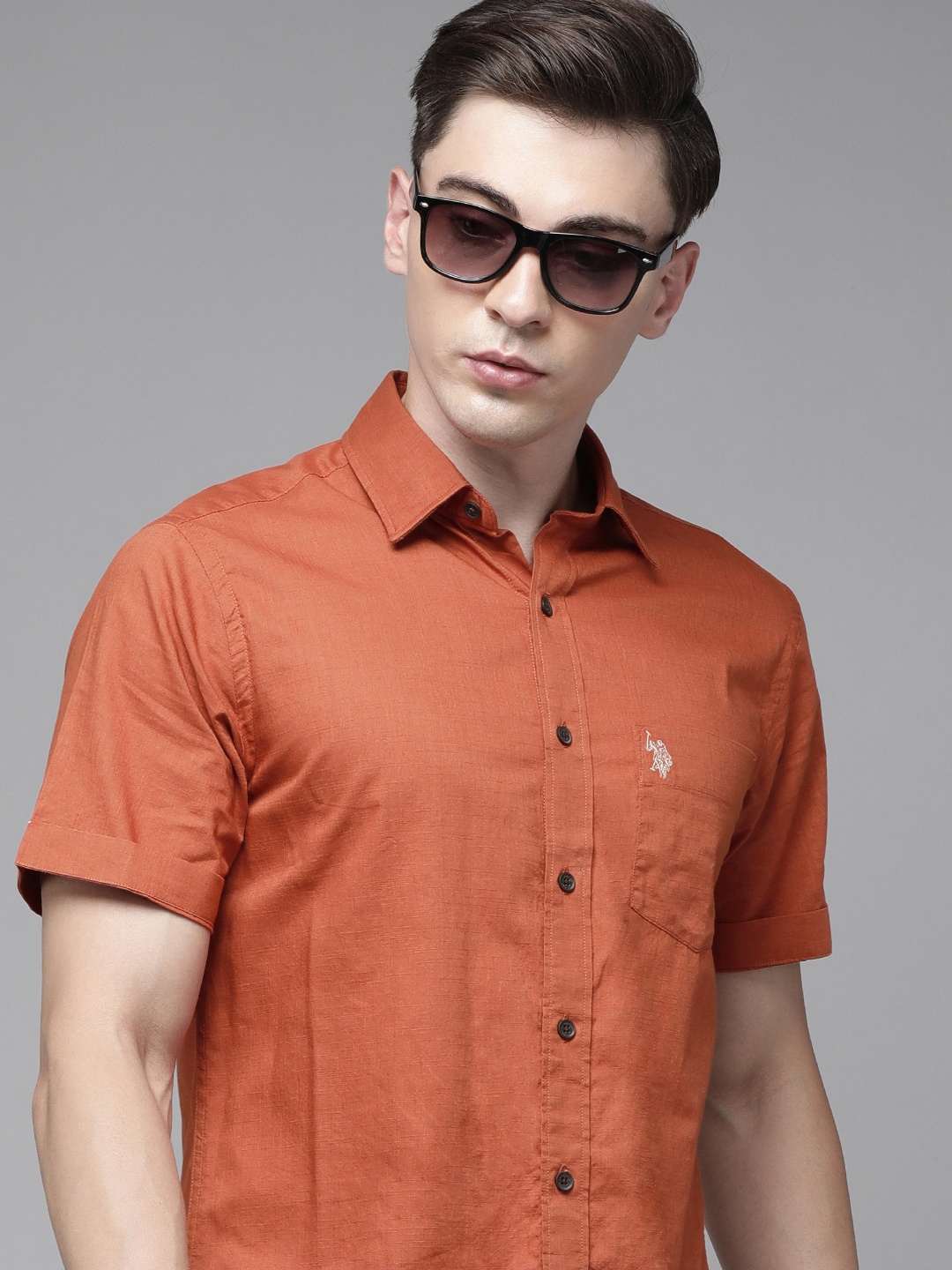 

U S Polo Assn Men Red Tailored Fit Casual Shirt