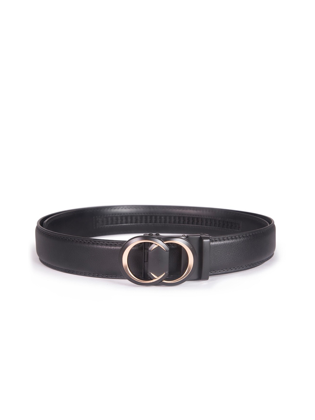 

BANGE Men Black Leather Belt with Matt Finish Buckle