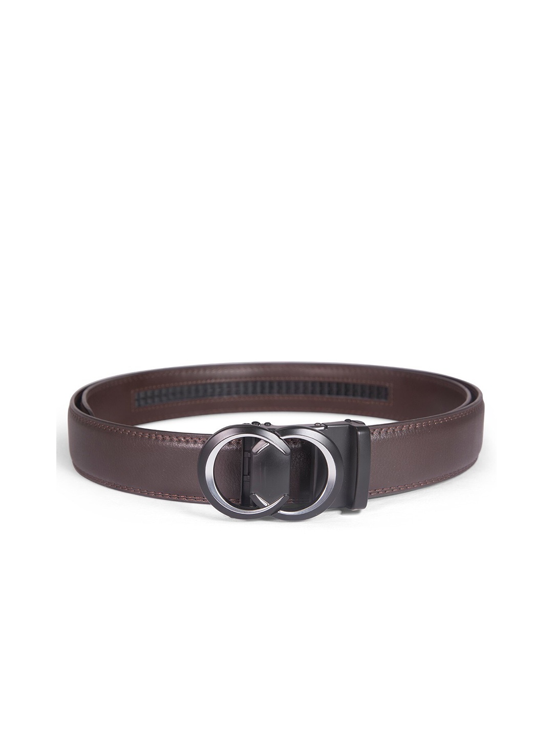 

BANGE Men Brown Textured Leather Formal Belt With Matt Finish Buckle