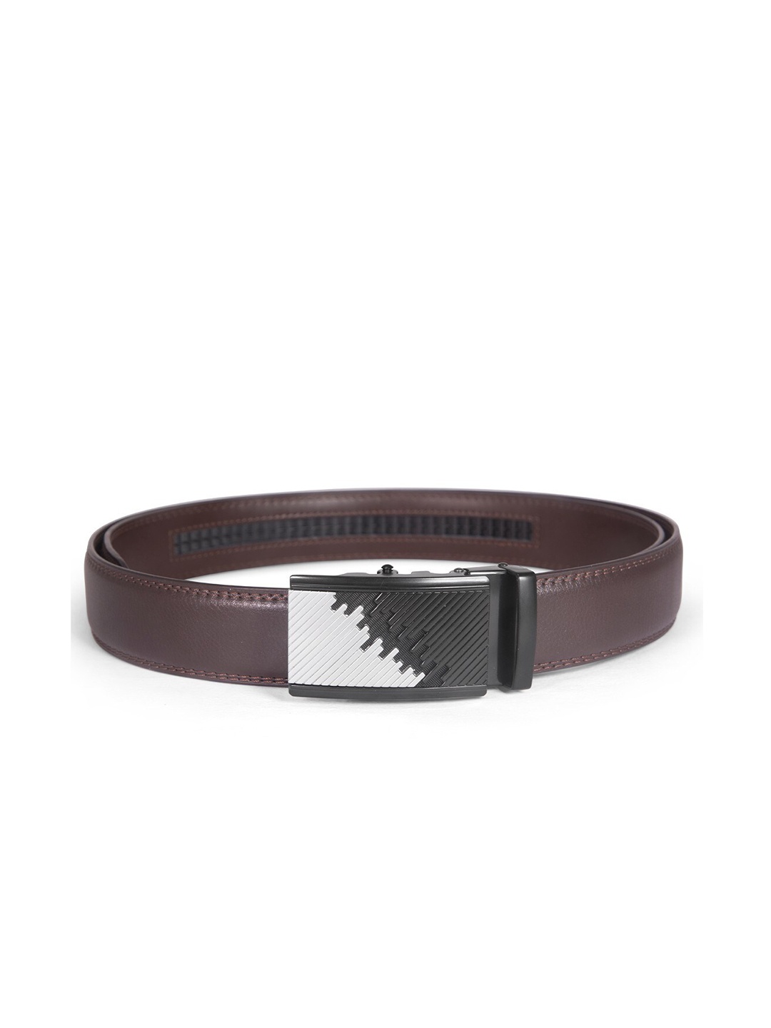 

BANGE Men Brown Textured Leather Formal Belt