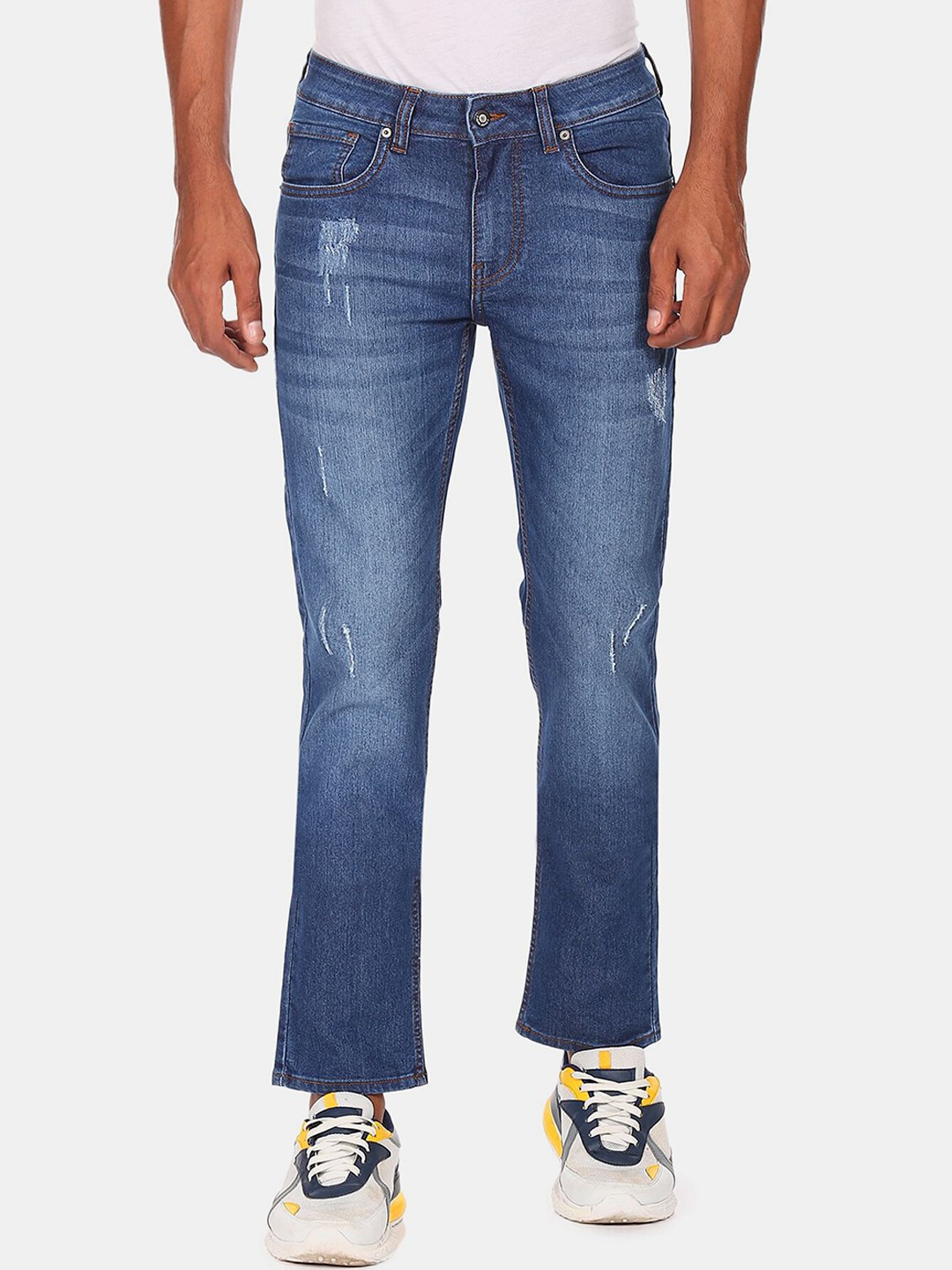 

Aeropostale Men Blue Slim Fit Low Distress Heavy Fade Jeans