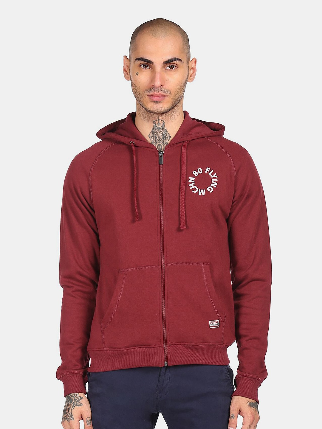 

Flying Machine Men Red Hooded Sweatshirt