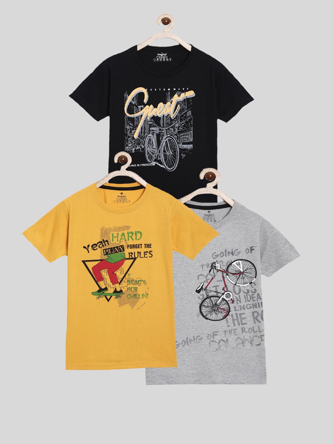 

Peejas Boys Pack Of 3 Multicoloured Printed T-shirt, Multi