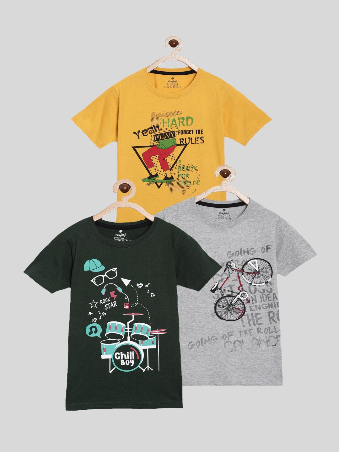

Peejas Boys Set of 3 Multi Printed T-shirts