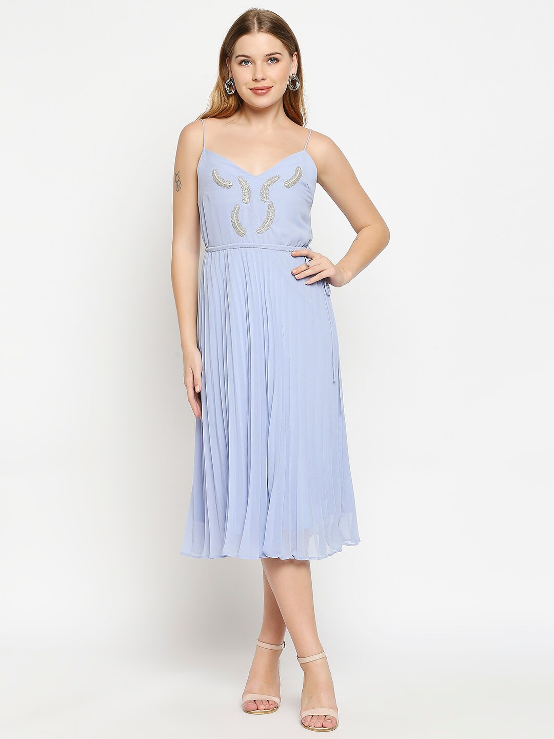 

aaliya Blue Georgette Midi Dress