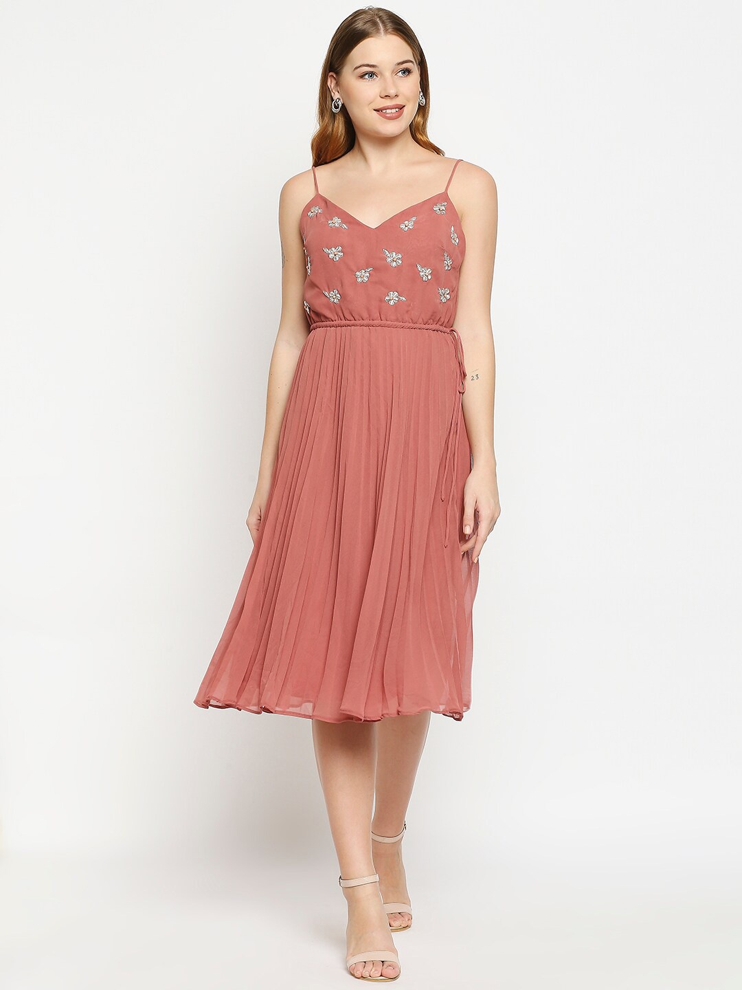 

aaliya Peach-Coloured Solid Dress