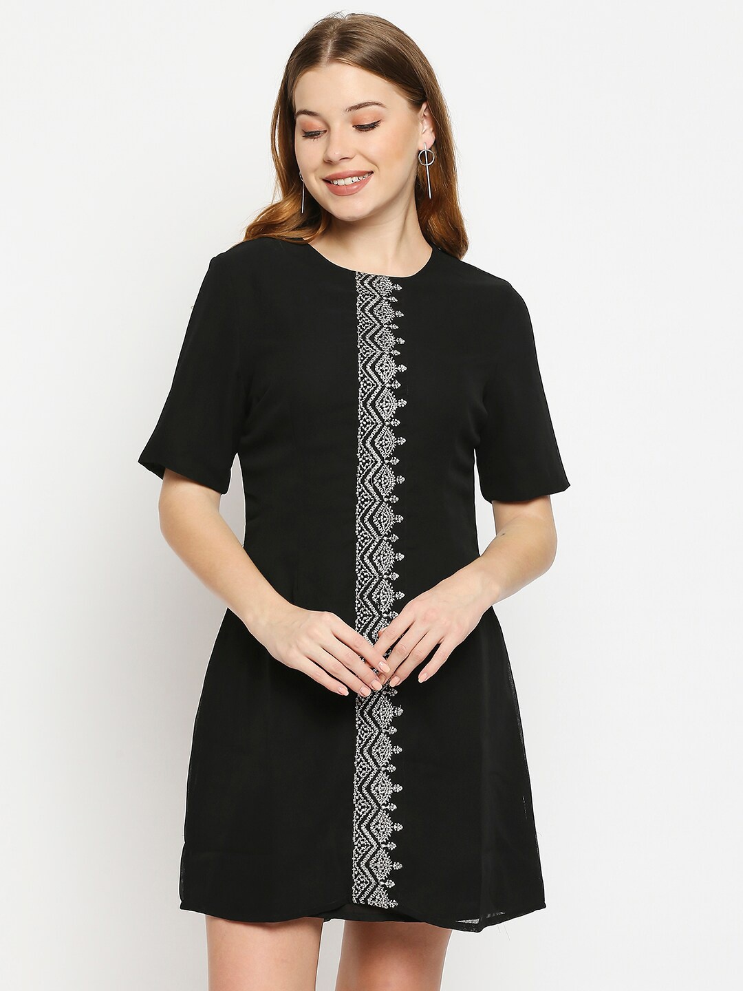 

Aaliya Black Georgette A-Line Dress