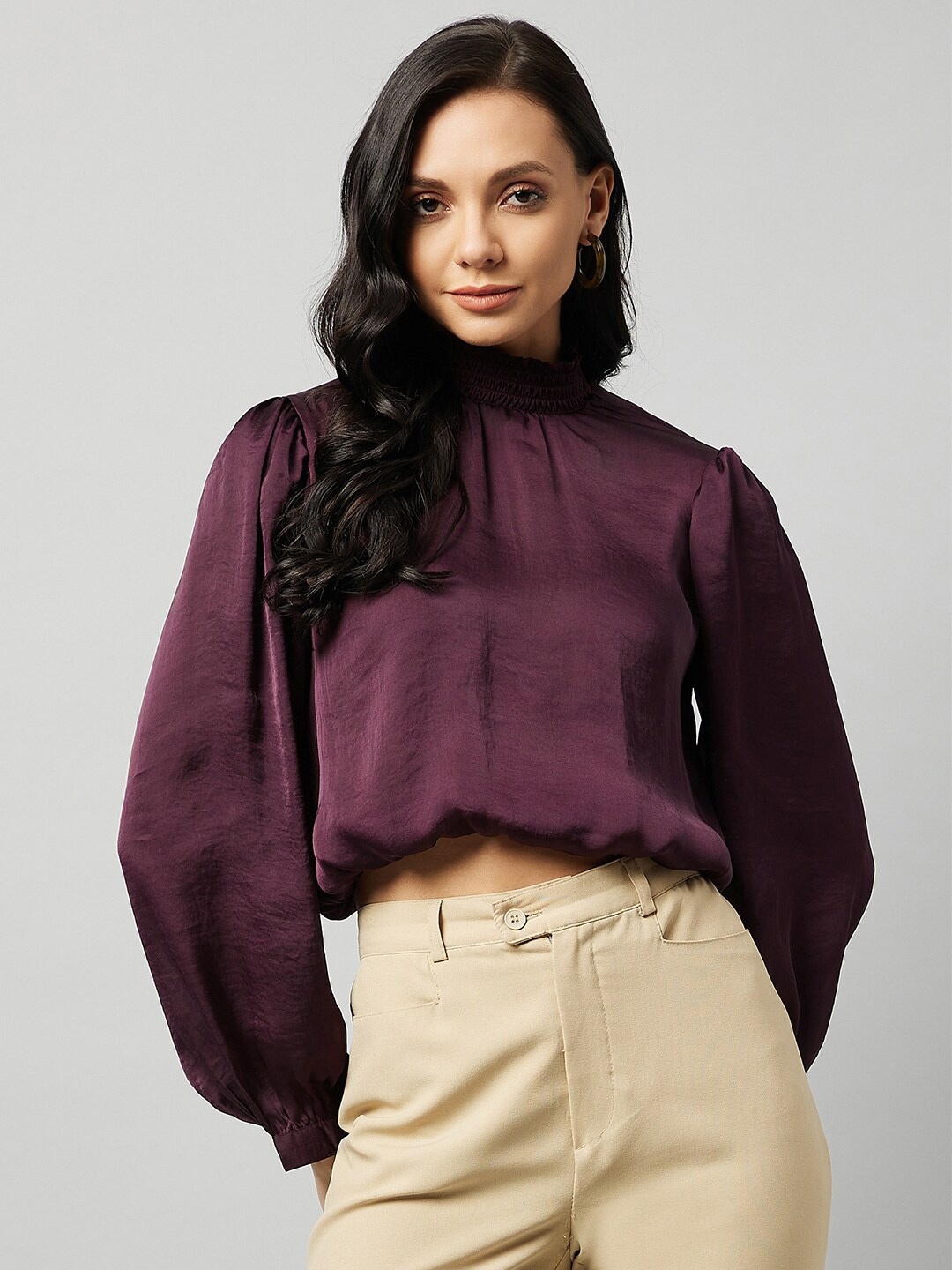 

Carlton London Maroon Blouson Top
