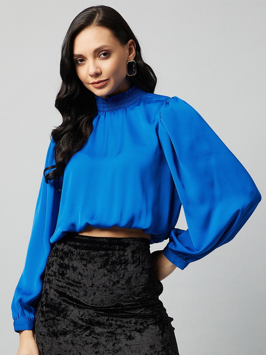 

Carlton London Blue Blouson Crop Top