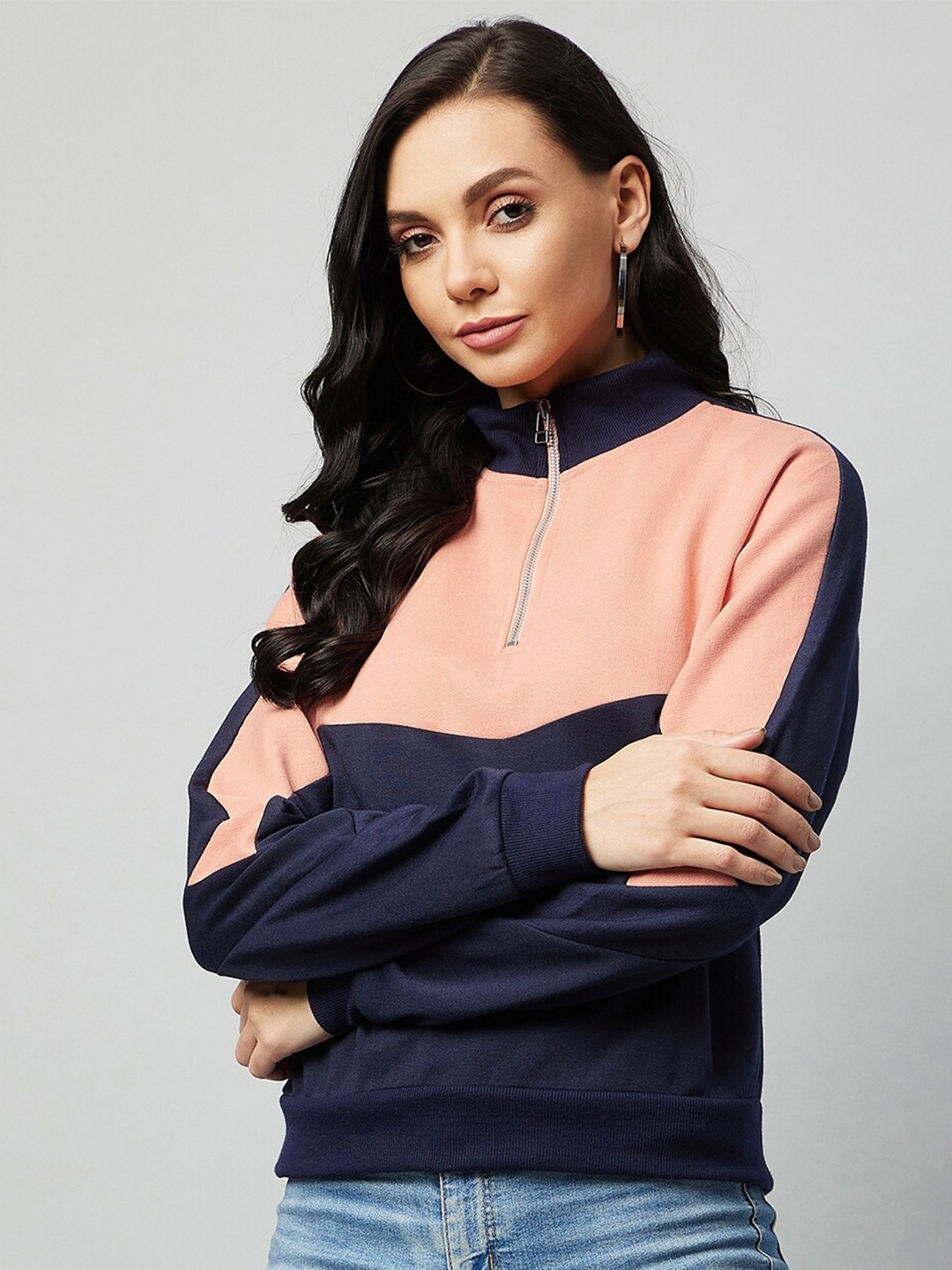 

Carlton London Woman Peach Colourblocked Sweatshirt