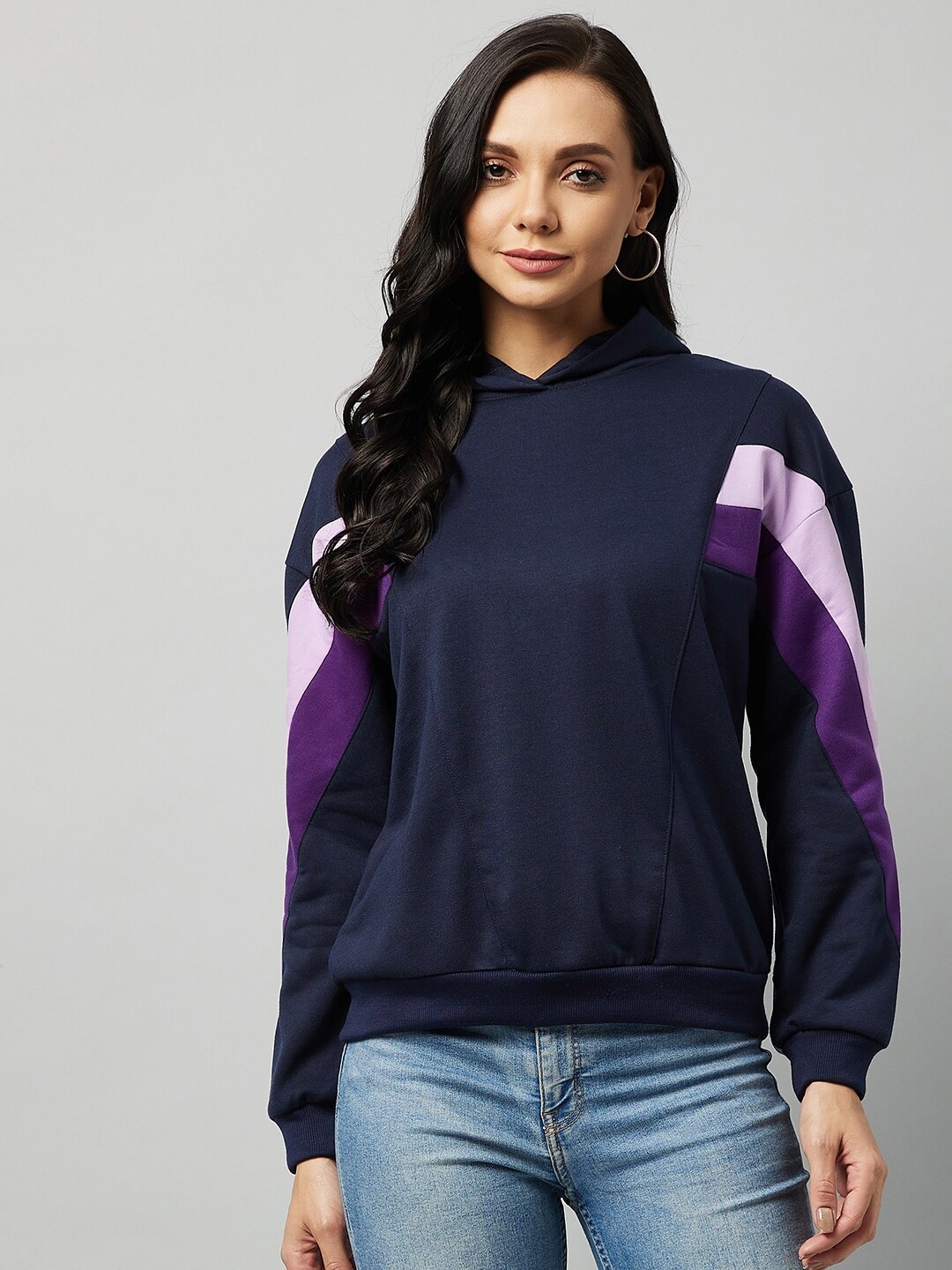 

Carlton London Women Navy Blue Hooded Sweatshirt