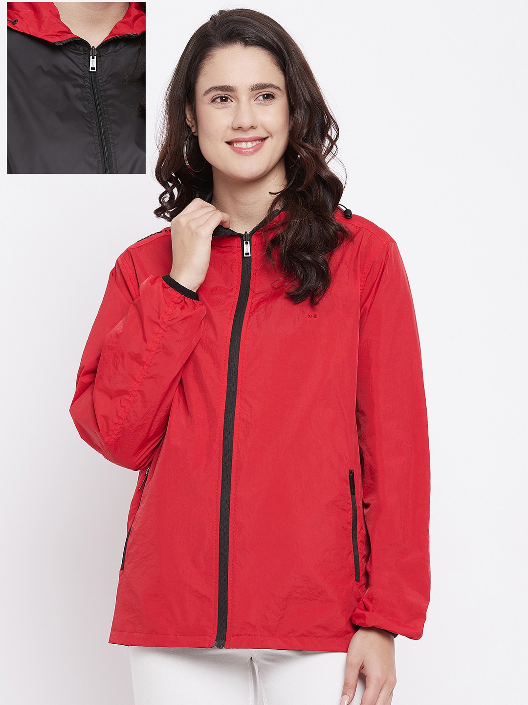 

Okane Women Red & Black Reversible Tailored Jacket