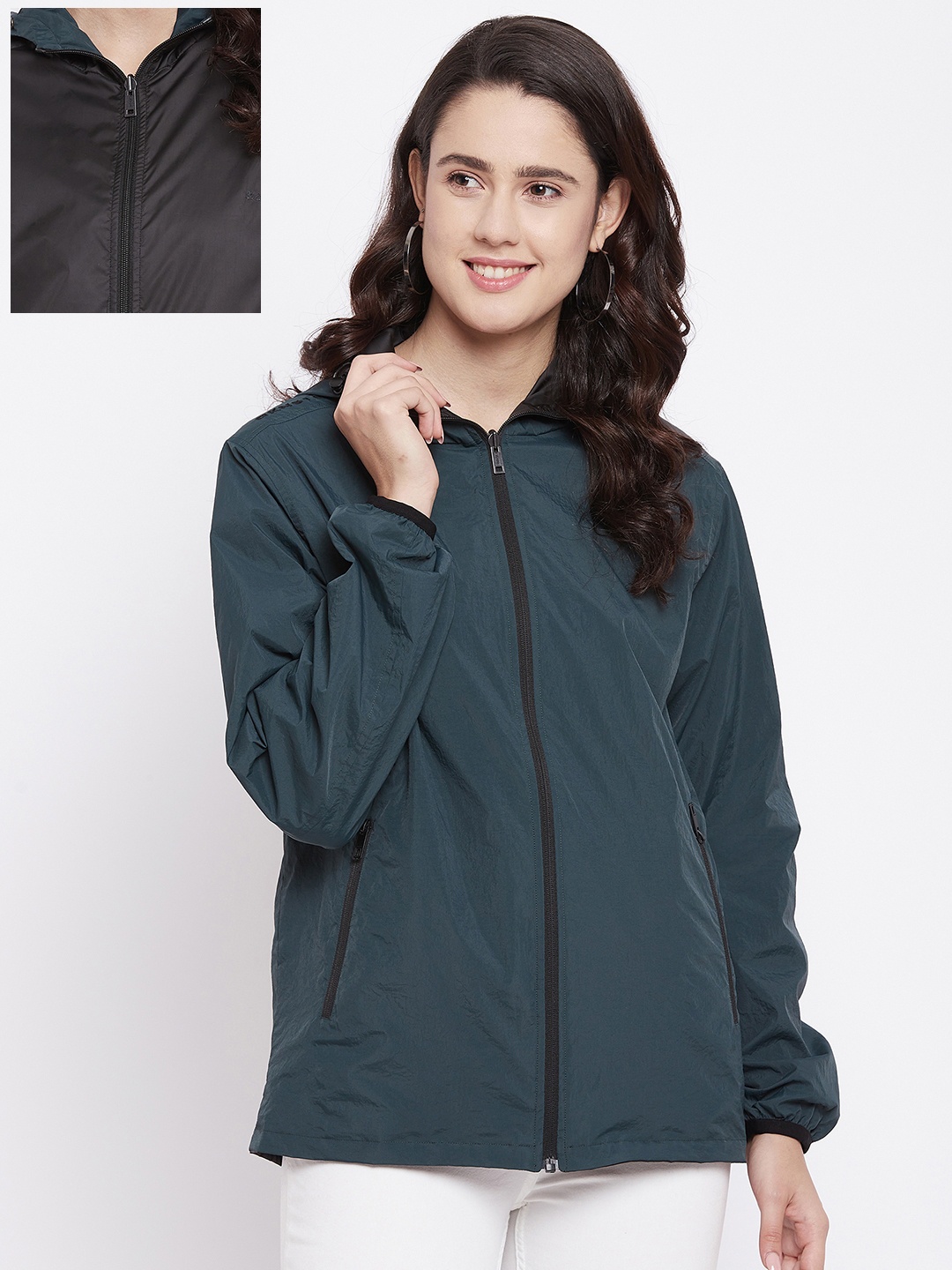 

Okane Women Green Reversible Sporty Jacket