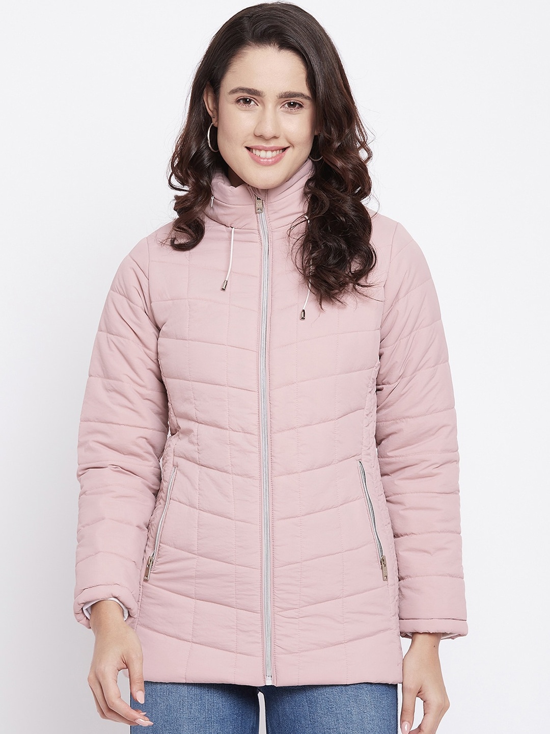 

Okane Women Pink Lightweight Longline Puffer Jacket