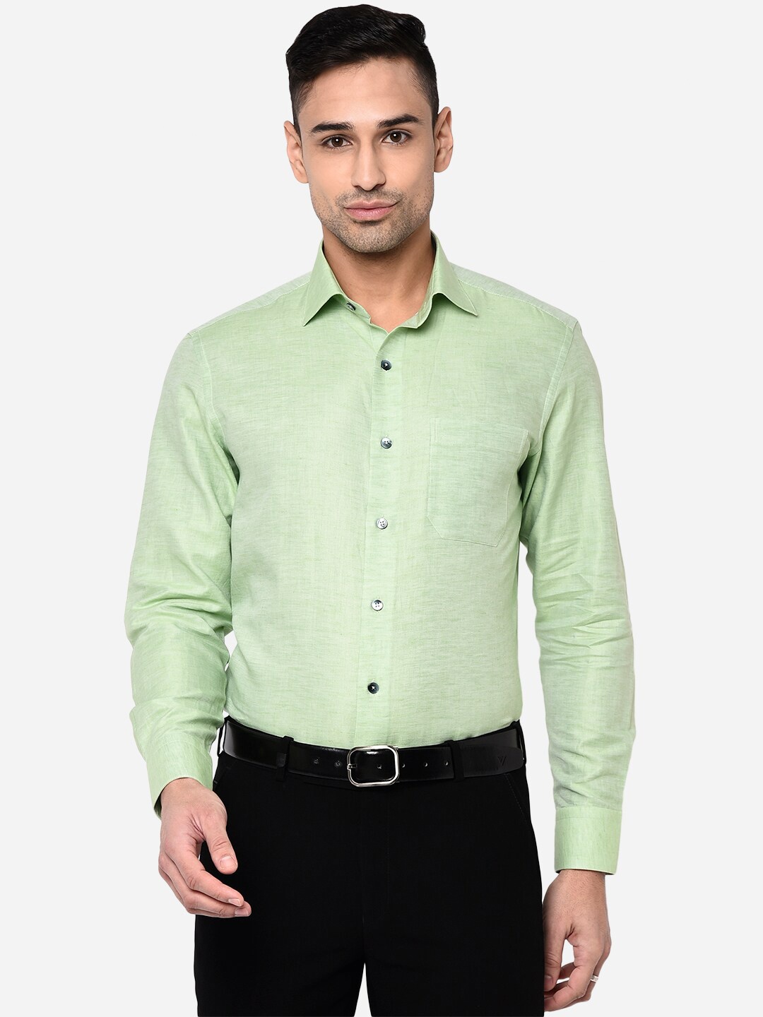 

METAL Men Green Slim Fit Formal Shirt