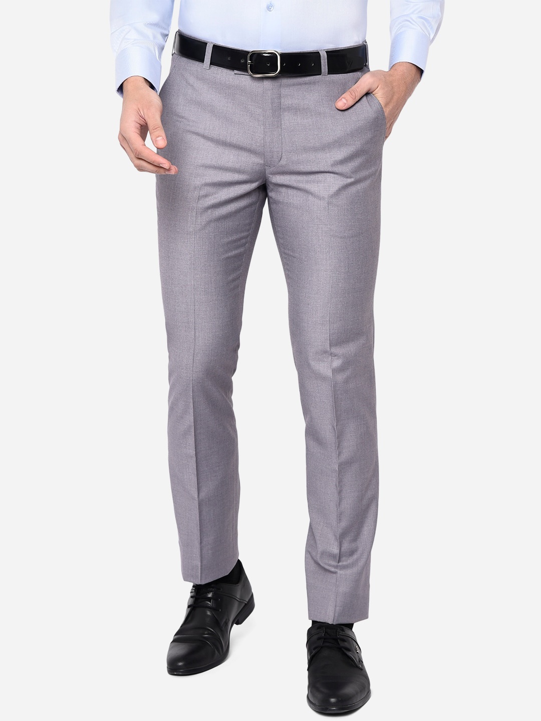 

METAL Men Grey Slim Fit Easy Wash Terry Wool Formal Trousers