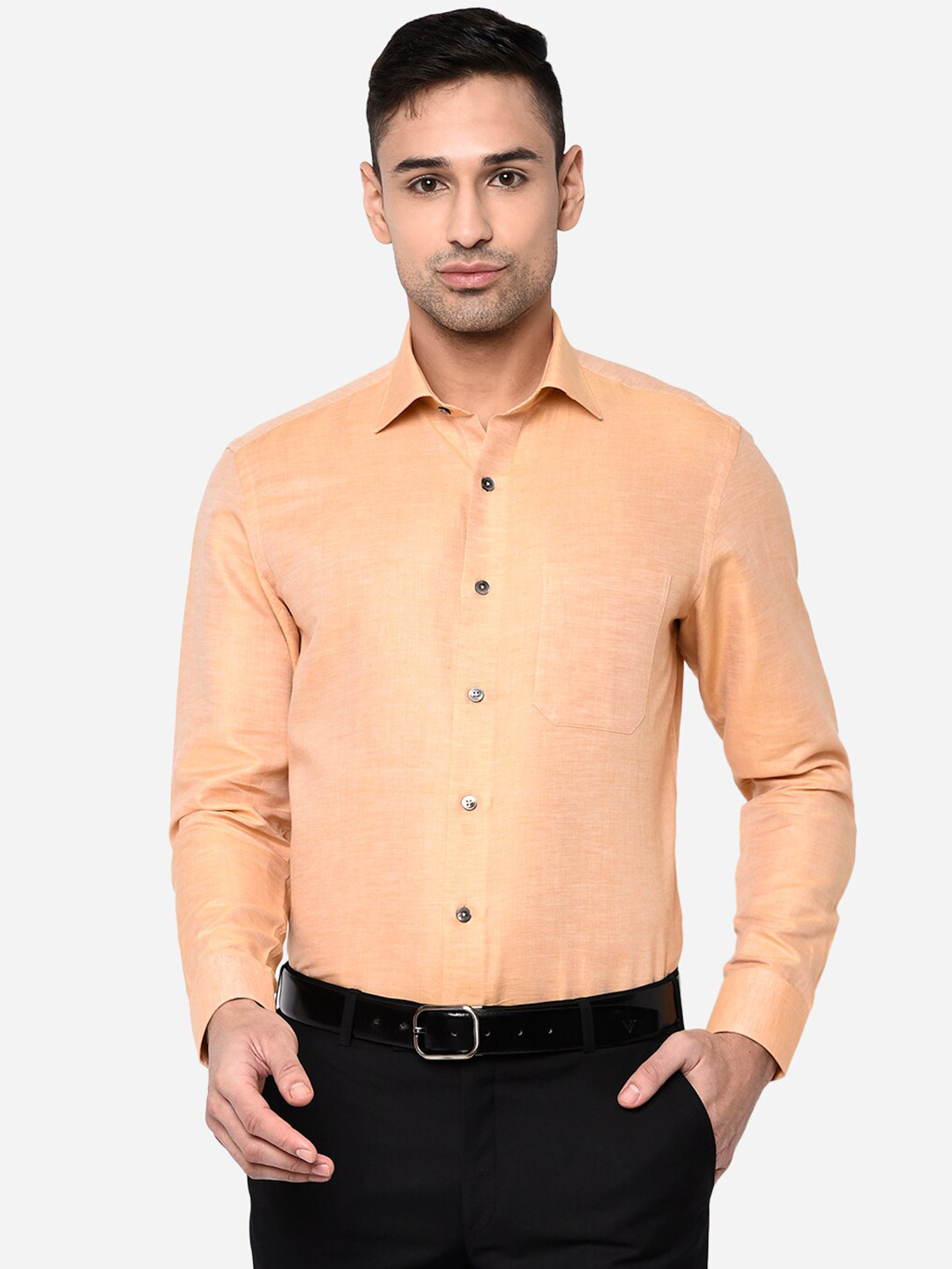 

METAL Men Orange Slim Fit Pure Cotton Formal Shirt