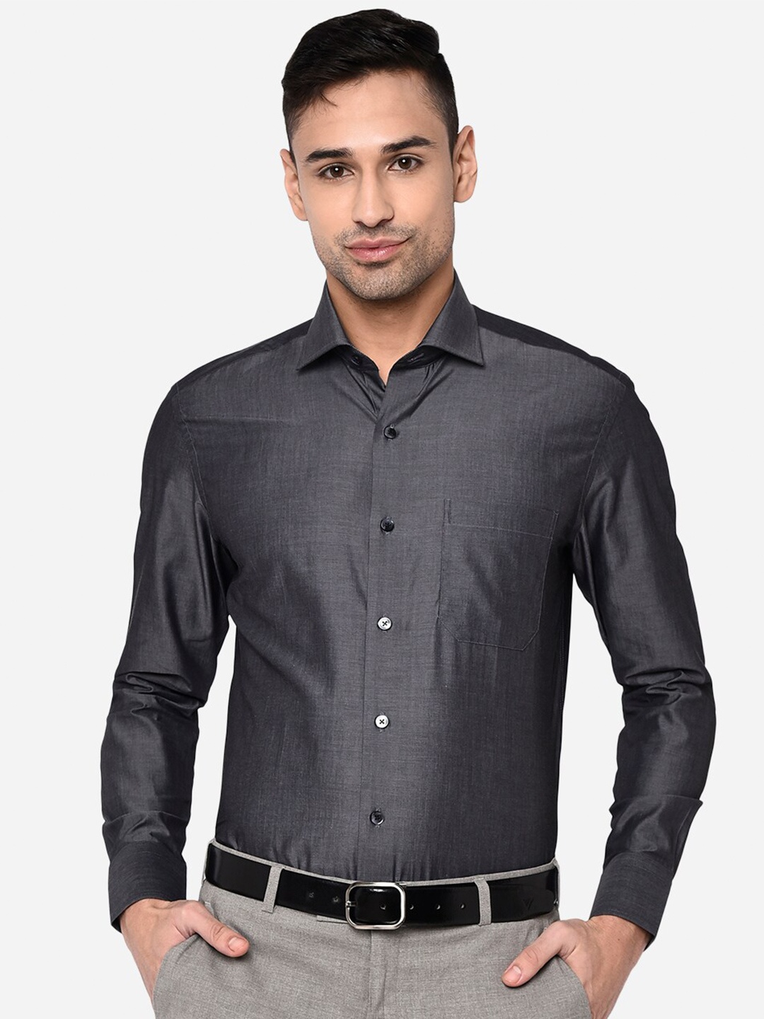 

METAL Men Grey Slim Fit Formal Shirt