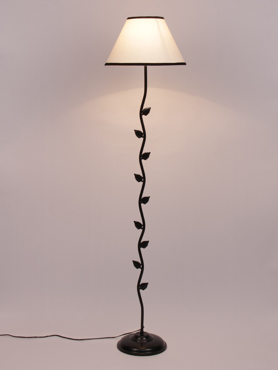 

Devansh White & Black Solid Frustum Leaf Floor Lamp