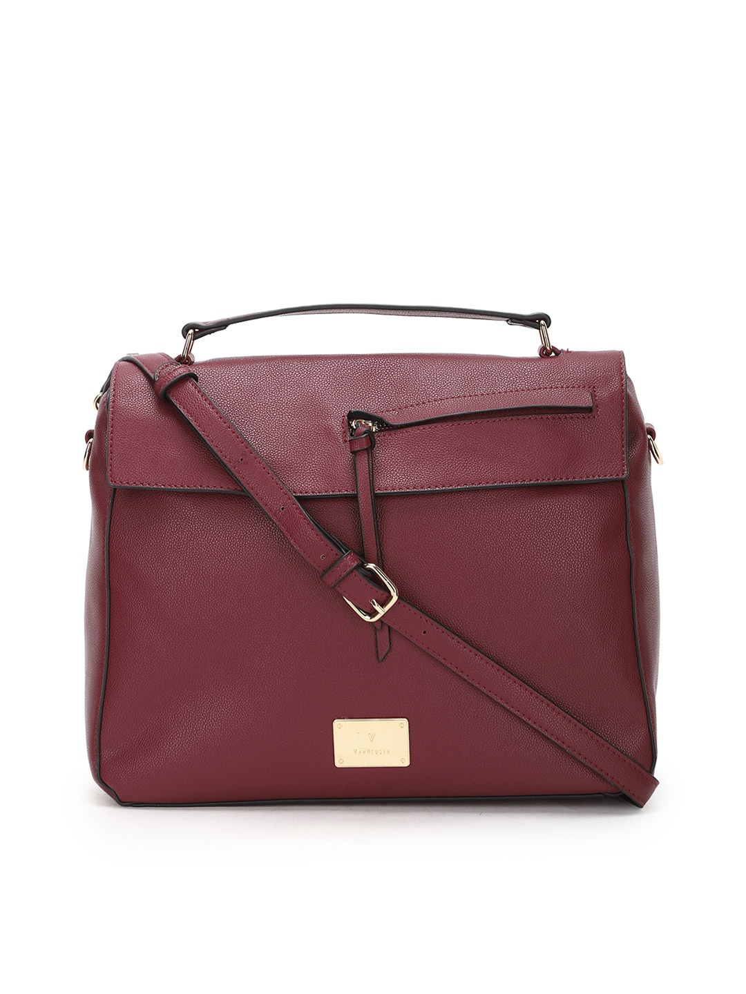 

Van Heusen Woman Maroon Solid Structured Satchel