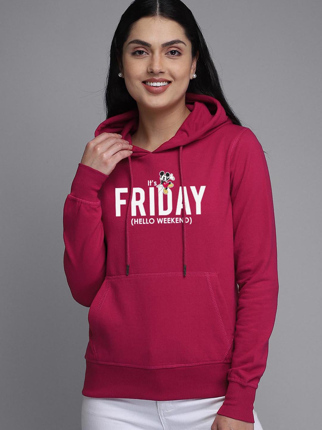 

Free Authority Mickey & Friends Women Magenta Printed Hooded Sweatshirt