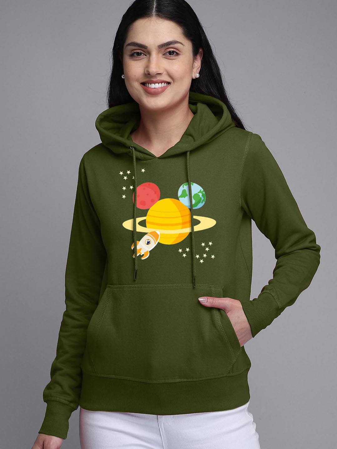 

Free Authority Mickey & Friends Women Green Printed Hooded Sweatshirt