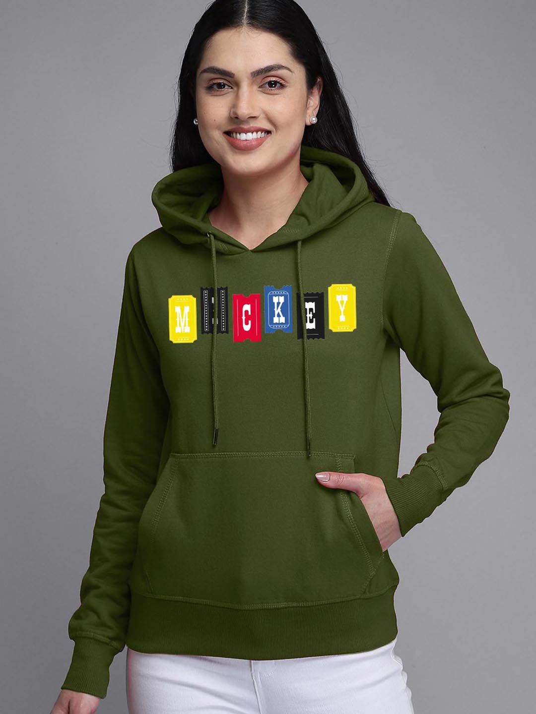 

Free Authority Mickey & Friends Women Green Printed Hooded Sweatshirt