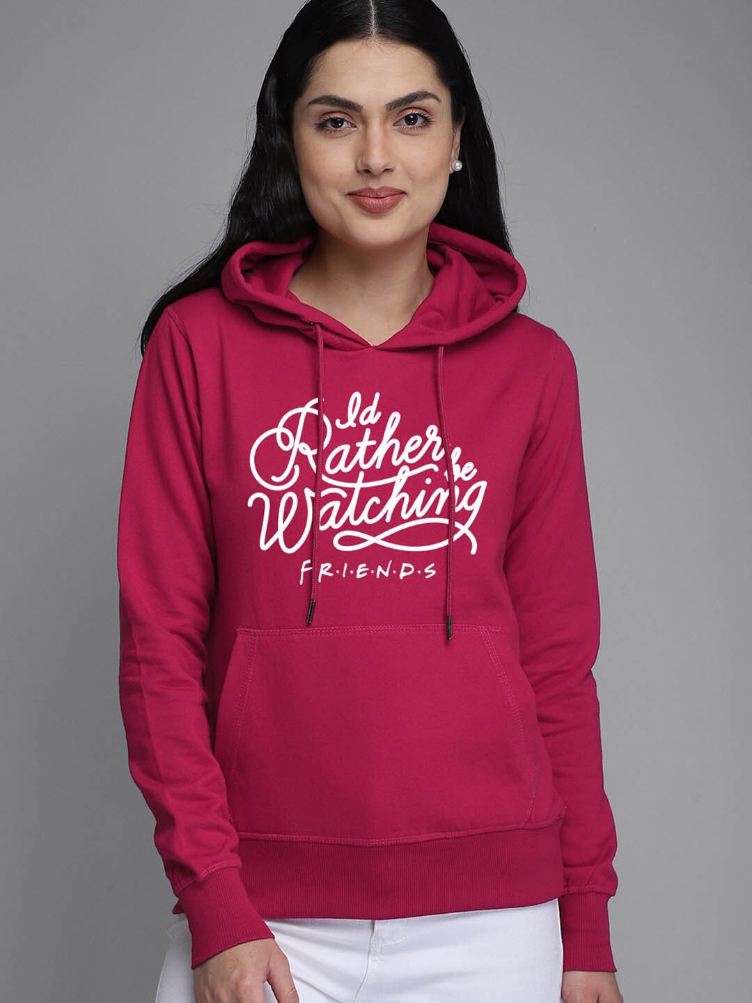 

Free Authority Women Red & White Friends Printed Hooded Sweatshirt