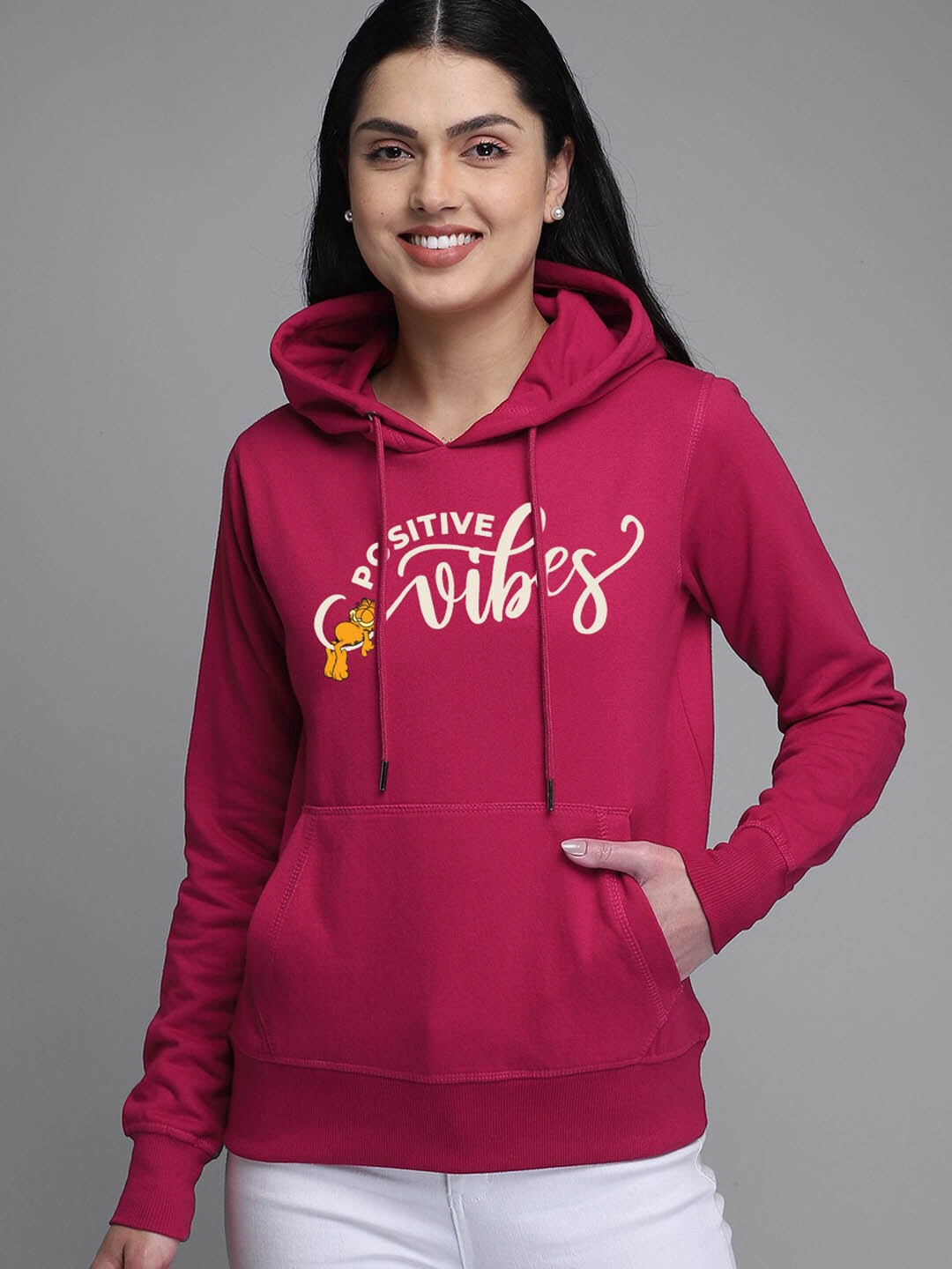 

Free Authority Garfield Women Red Printed Hooded Sweatshirt