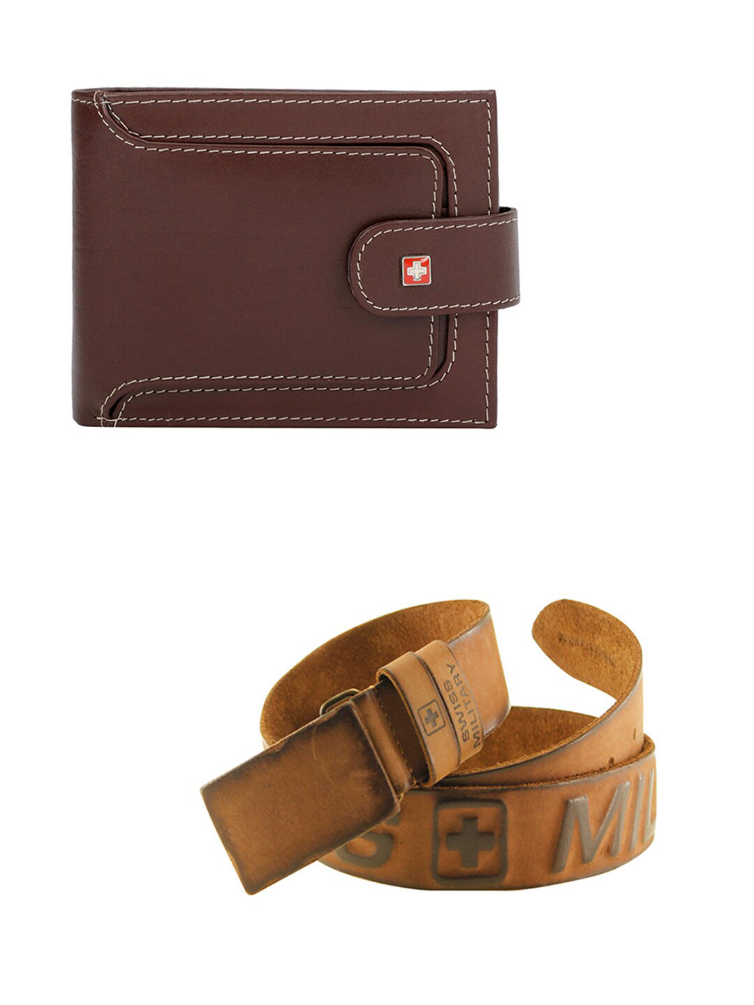 

SWISS MILITARY Men Brown Leather Accessory Gift Set