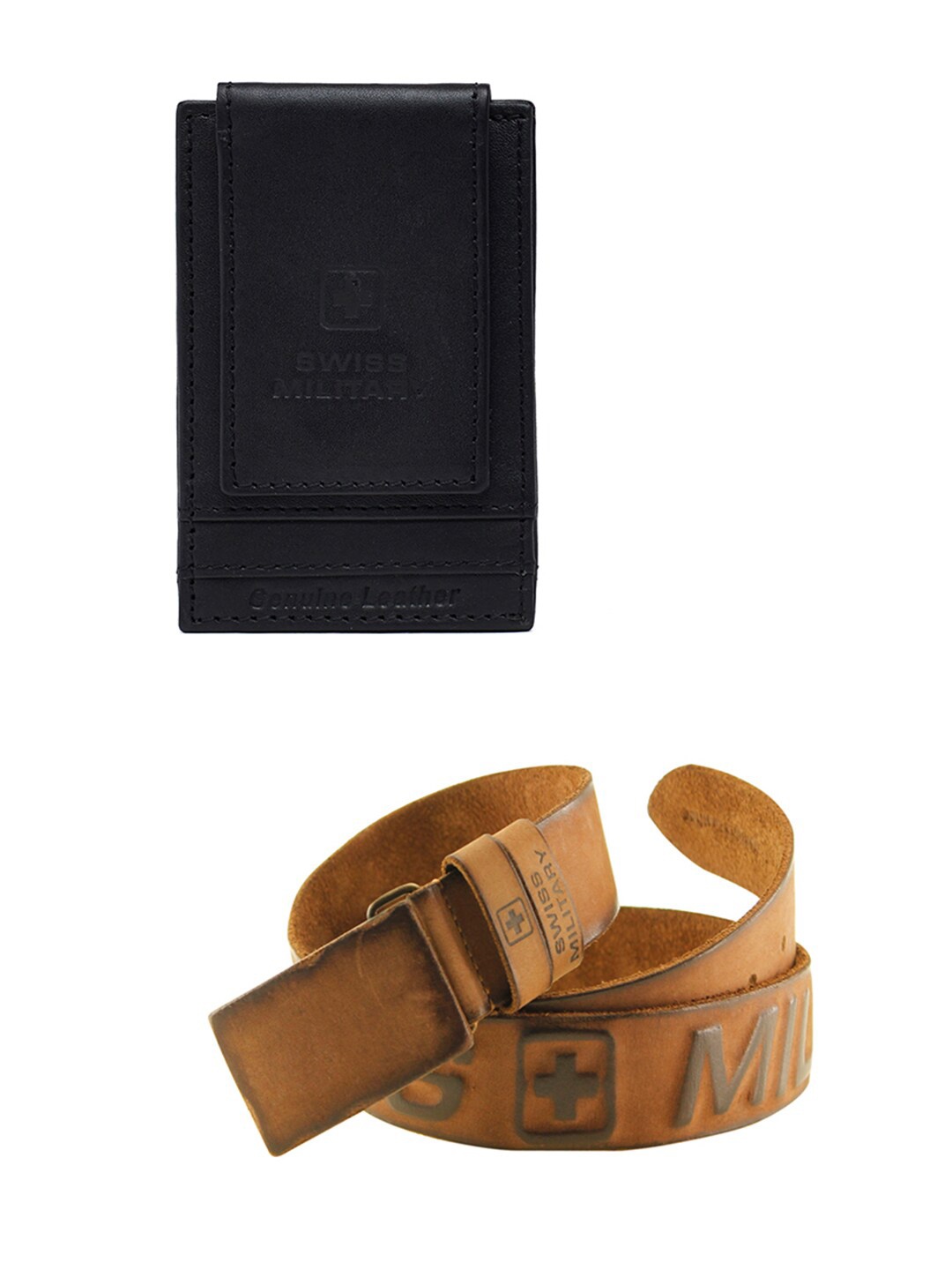 

Swiss Military Black & Tan Leather Belt & Wallet Set