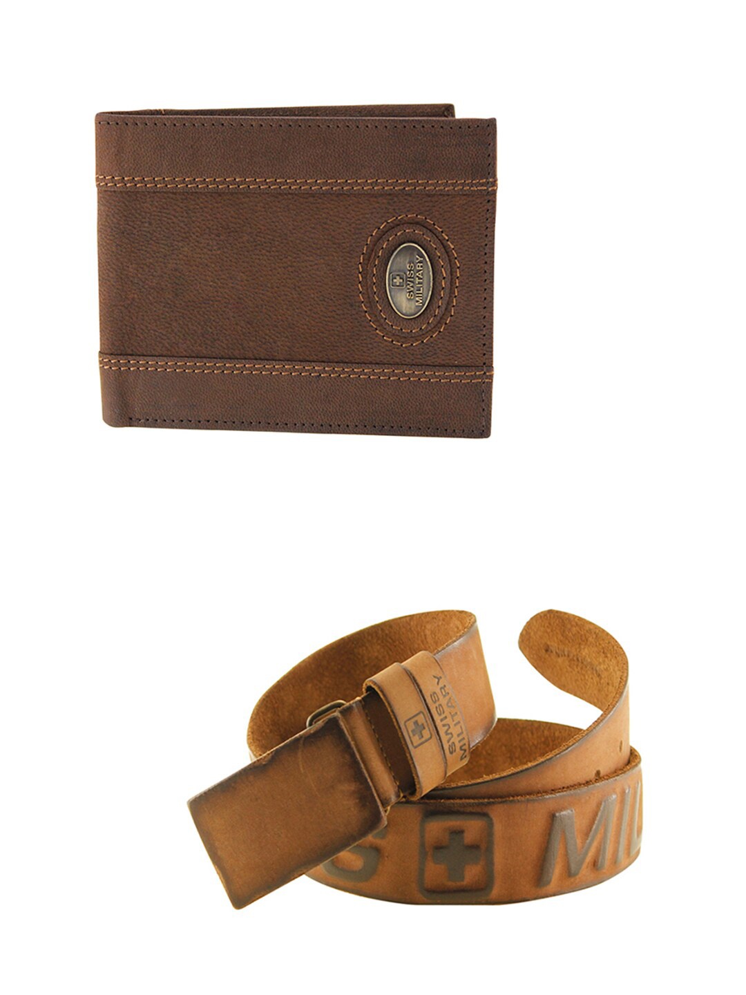 

SWISS MILITARY Men Brown Leather Accessory Gift Set