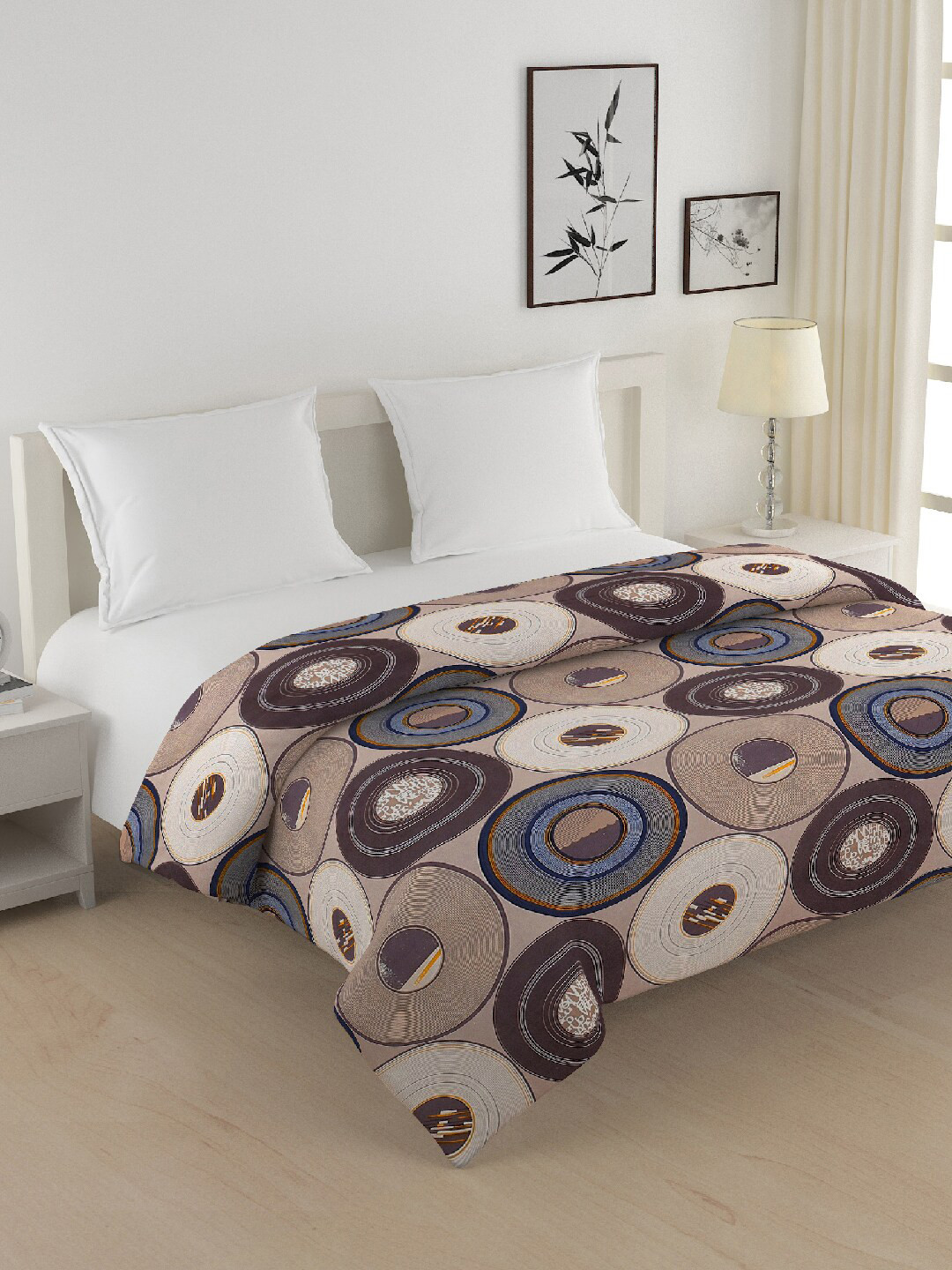 

SWAYAM Brown & Blue Geometric Heavy Winter 350 GSM Double Bed Quilt