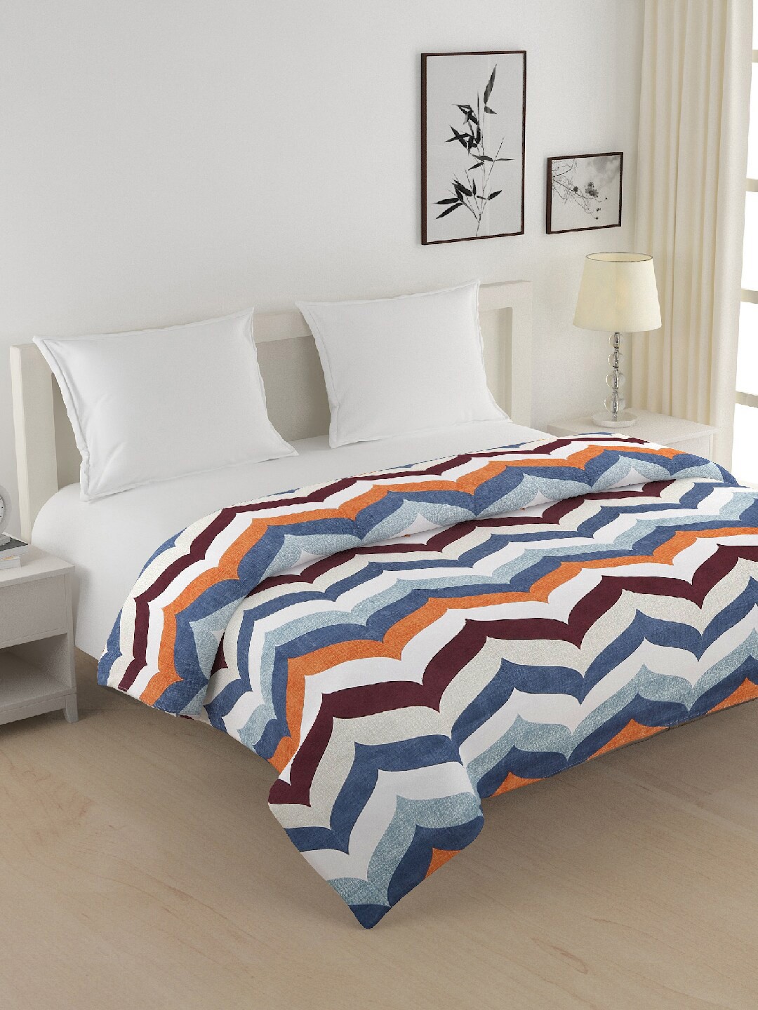 

SWAYAM Blue & White Geometric AC Room 150 GSM Double Bed Comforter